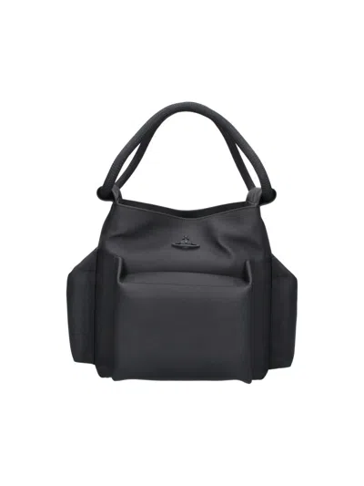 Vivienne Westwood Black Alton Structured Fabric Orb Logo Tote Bag