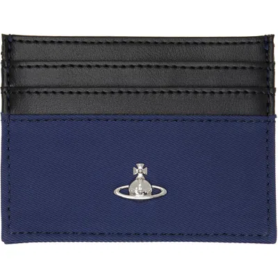 Vivienne Westwood Black & Blue Flat Card Holder In Aw26-k409 Dark Blue