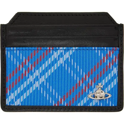 Vivienne Westwood Black & Blue Slim Card Holder In Aw26-k204 Blue