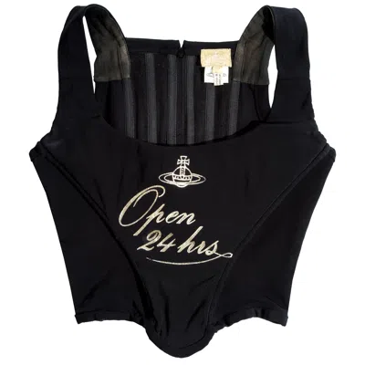 Pre-owned Vivienne Westwood Black And Gold Mesh 'open 24hrs' Corset, Fw 1993