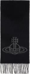 Vivienne Westwood Black & Gray Single Orb Double Scarf