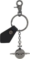 Vivienne Westwood Black & Gunmetal 3d Orb Keychain In Aw24-n401