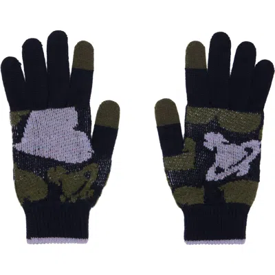 Vivienne Westwood Black & Khaki Hearts & Orbs Gloves