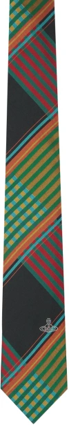 VIVIENNE WESTWOOD BLACK & MULTICOLOR COMBAT TARTAN TIE