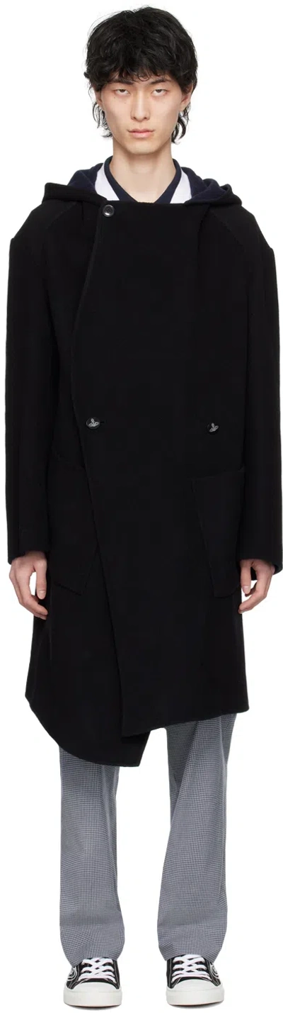 Vivienne Westwood Black & Navy Double-breasted Reversible Coat In 233-w00mk-n202si