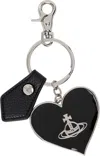 Vivienne Westwood Black & Silver Mirror Heart Orb Keychain In Aw24-black