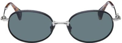 Vivienne Westwood Black & Silver Oval Sunglasses In 002