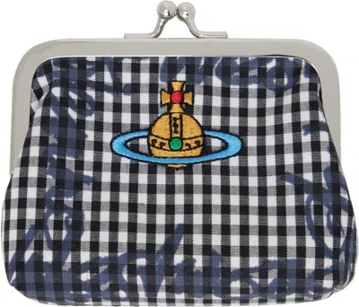 Vivienne Westwood Black & White Frame Coin Pouch In O302 Gingham/vw Blac
