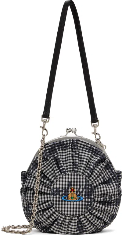 Vivienne Westwood Black & White Rosie Circle Frame Crossbody Bag In O302 Gingham/vw Blac