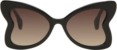 Vivienne Westwood Black Athalia Sunglasses In 001 Gloss Solid Blac