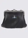 Vivienne Westwood Black Leather Granny Handbag In Black