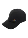 Vivienne Westwood Logo Embroidery Cotton Baseball Cap In Black