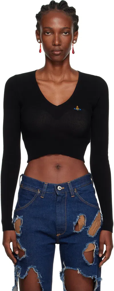 VIVIENNE WESTWOOD BLACK BEA CROPPED SWEATER