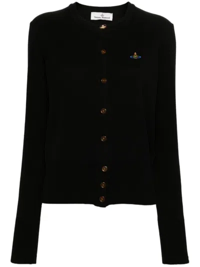VIVIENNE WESTWOOD BLACK BEA RIBBED-KNIT CARDIGAN