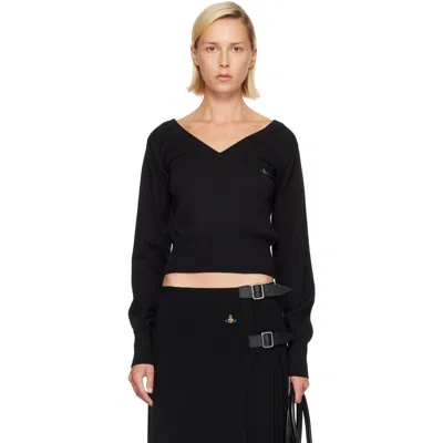 Vivienne Westwood Black Beatrice V-neck Sweater In N402 Black