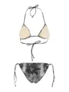 Vivienne Westwood Black Bikini With Halterneck With Tie Closure And All-over Orb Print In Tech Fabric Stretch Woman In Black
