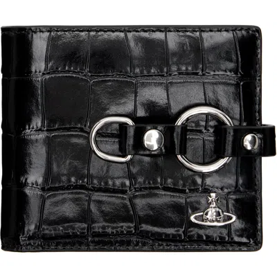 Vivienne Westwood Black Billfold Bondage Man Wallet In Pink