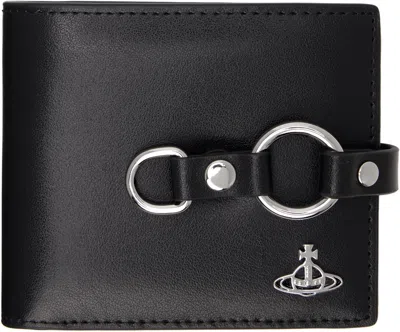 Vivienne Westwood Man. Bondage Billfold Wallet Smooth Leather Black One Size Men