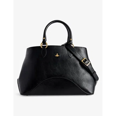Vivienne Westwood Black Britney Medium Leather Tote Bag In Burgundy