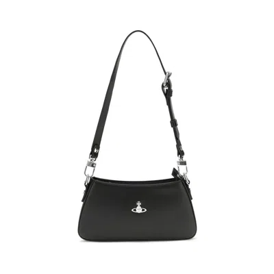 Vivienne Westwood Black Calf Leather Bos Taurus Shoulder Bag