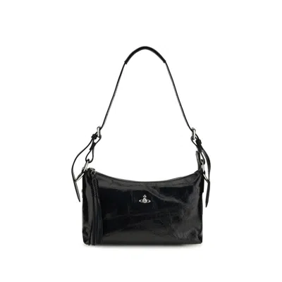 Vivienne Westwood Black Calf Leather Bos Taurus Shoulder Bag