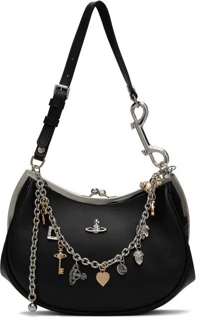 Vivienne Westwood Black Charm Frame Bag In N402 Black/charms Ch