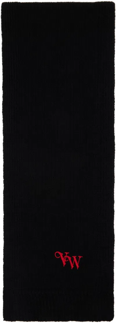 Vivienne Westwood Black Classic Cashmere Scarf In Aw24-n401