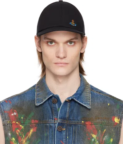 Vivienne Westwood Black Cotton Baseball Cap In Ss25-n401