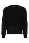 Vivienne Westwood 'alex' Black Crewneck Sweater With Orb Logo Detail On The Front In Black