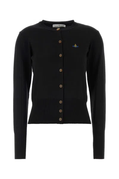 Vivienne Westwood Black Cotton Blend Bea Cardigan In Blue