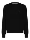 Vivienne Westwood 'alex' Black Crewneck Sweater With Orb Logo Detail On The Front In Black