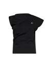 Vivienne Westwood Hebo One-shoulder Cotton Top With Embroidered Orb Logo In Black