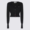 Vivienne Westwood Bea Black Cardigan With Orb Embroidery And Branded Button In Cotton And Cashmere Woman In Black