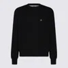 Vivienne Westwood 'alex' Black Crewneck Sweater With Orb Logo Detail On The Front In Black