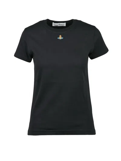 Vivienne Westwood Orb Logo-embroidered Crewneck T-shirt In Black