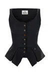 Vivienne Westwood Monday Cotton Vest Silhouette Peplum Sleeveless In Black
