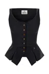 Vivienne Westwood Monday Cotton Vest Silhouette Peplum Sleeveless In Black