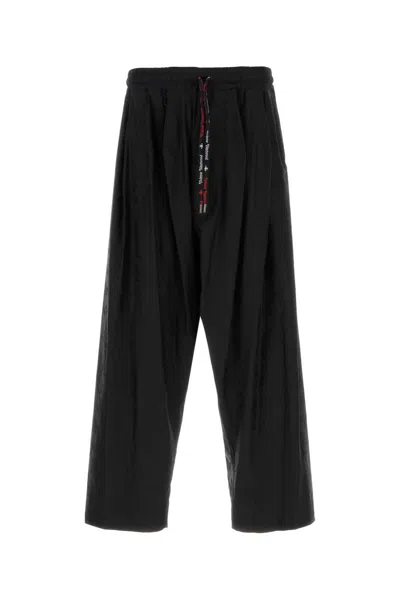 Vivienne Westwood Cotton Trousers With Elastic Waistband And Wide Leg In Black