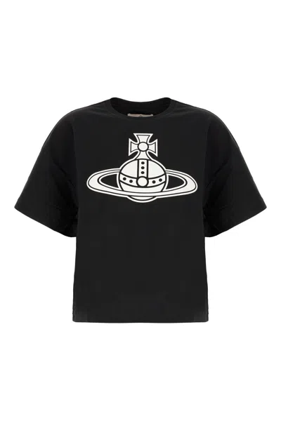VIVIENNE WESTWOOD BLACK COTTON T-SHIRT