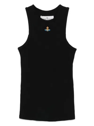 Vivienne Westwood Fitted Black Sleeveless Top With High Neckline