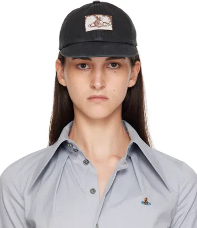 Vivienne Westwood Black Cotton Twill Baseball Cap