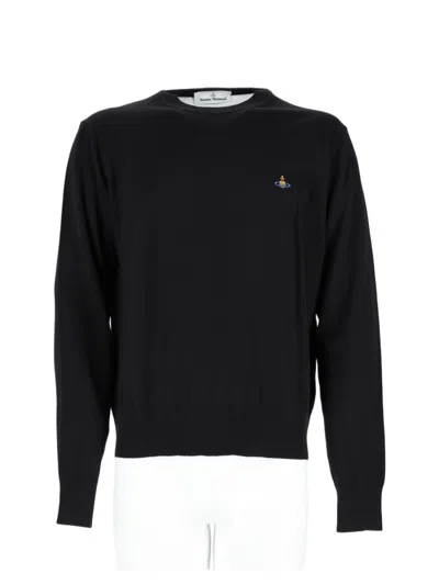 Vivienne Westwood Black Cotton-blend Logo Knit Sweater