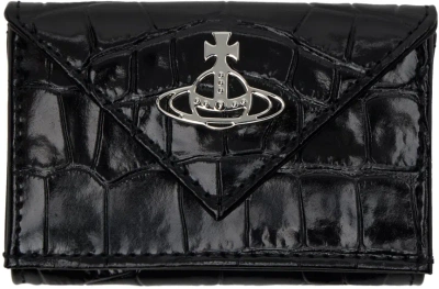 Vivienne Westwood Black Crocodile Envelope Billfold Wallet In N401 Black