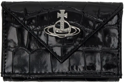 Vivienne Westwood Black Crocodile Envelope Billfold Wallet In N401 Black