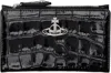 Vivienne Westwood Black Crocodile Slim Flap Card Holder In Ss25-n401