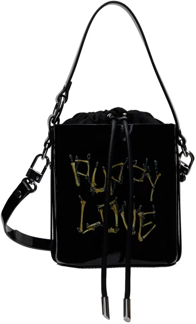 Vivienne Westwood Daisy Drawstring Leather Bucket Bag In Bones N Chain