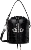 Vivienne Westwood Black Daisy Drawstring Bucket Bag In Ss25-n401
