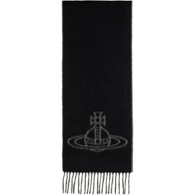 Vivienne Westwood Black Double Face Scarf In N402 Black - White O