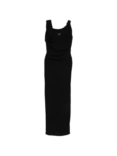 Vivienne Westwood Black Draped Sleeveless Square Neck Dress