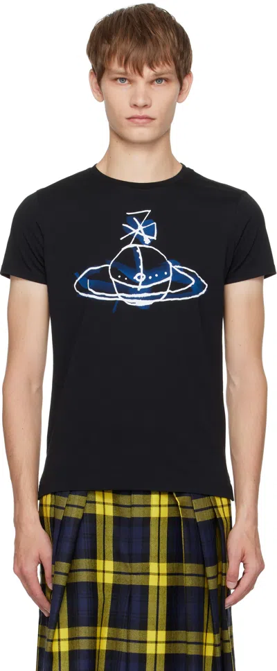 VIVIENNE WESTWOOD BLACK DRAWN ORB PERU T-SHIRT